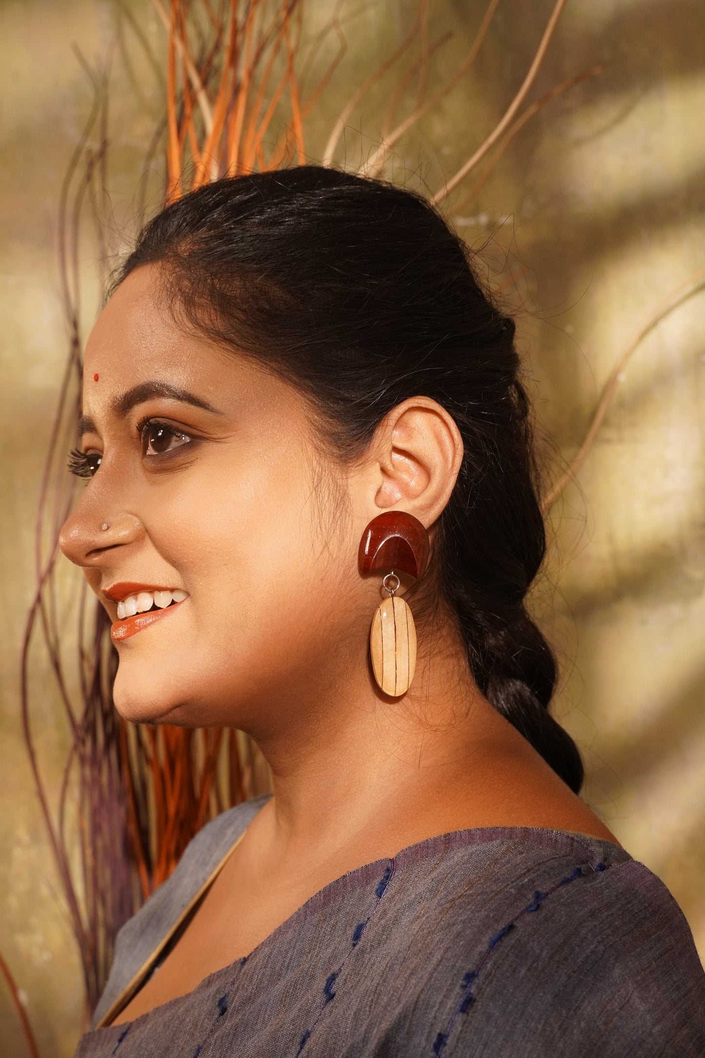 Chandrima Wooden Earrings
