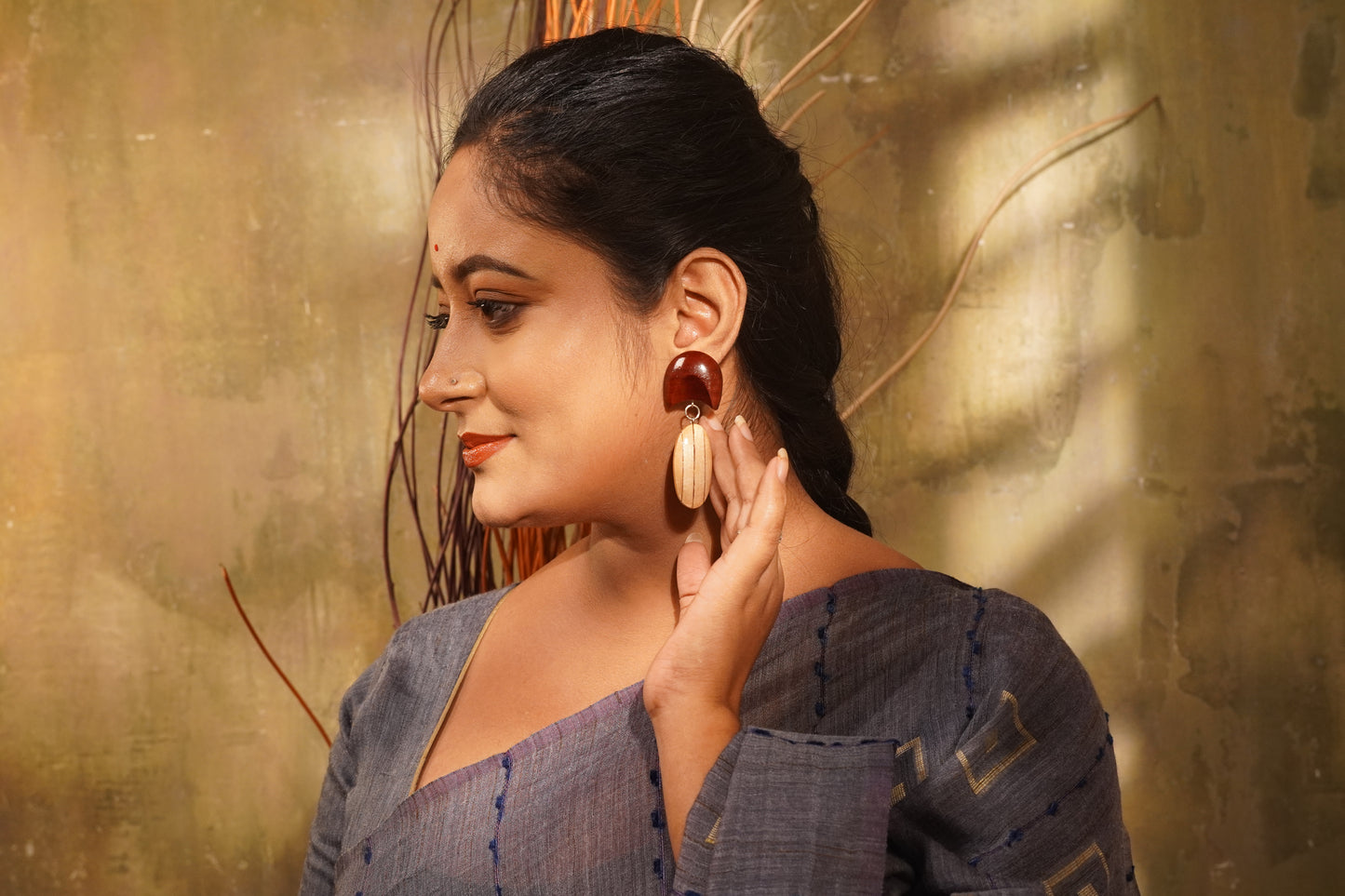 Chandrima Wooden Earrings
