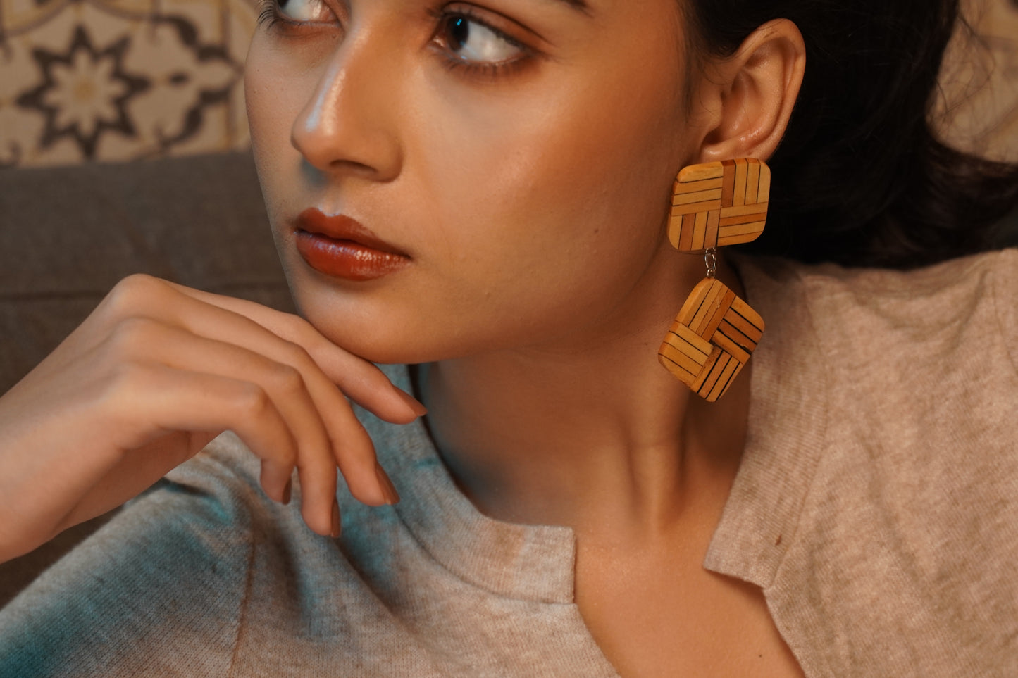 Madhavi Wooden Earrings