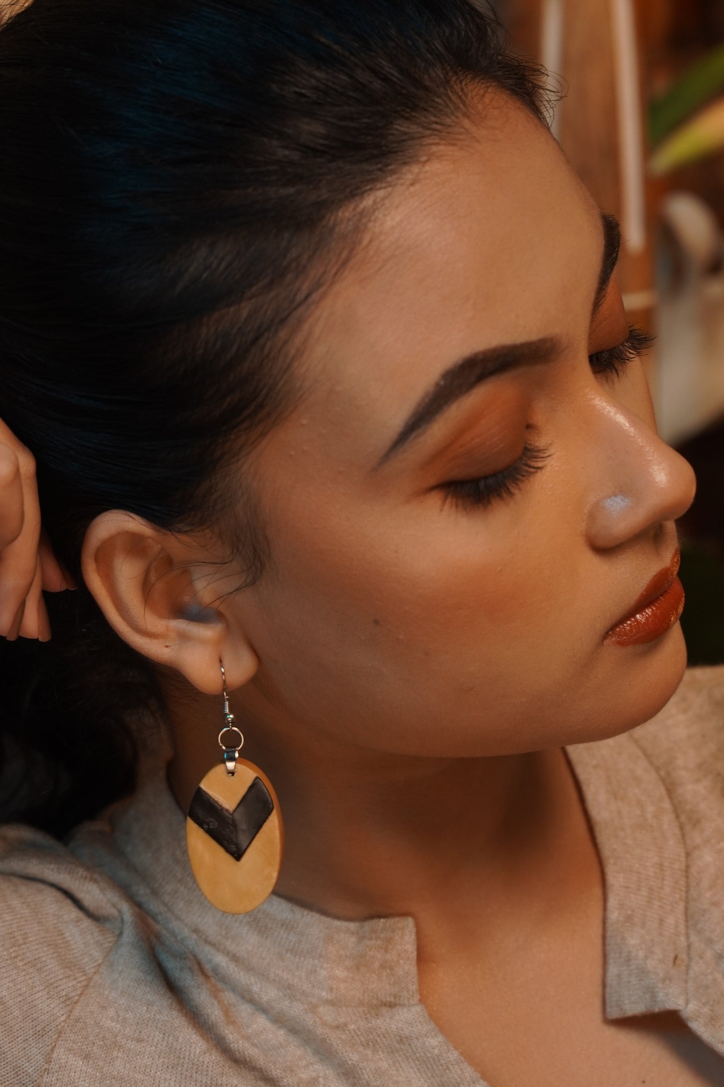 Vrinda Wooden Earrings
