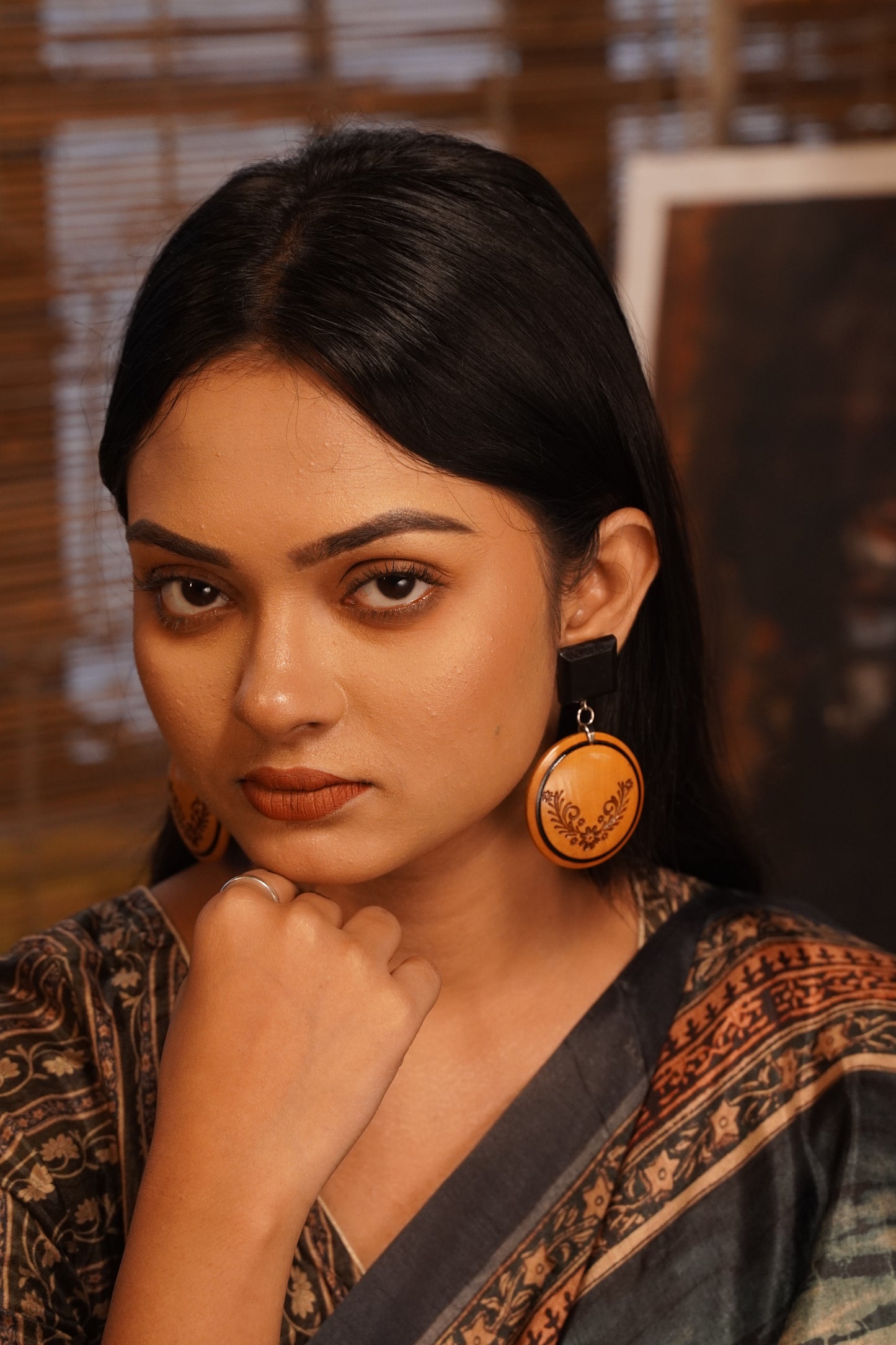 Pallavi Wooden Earrings