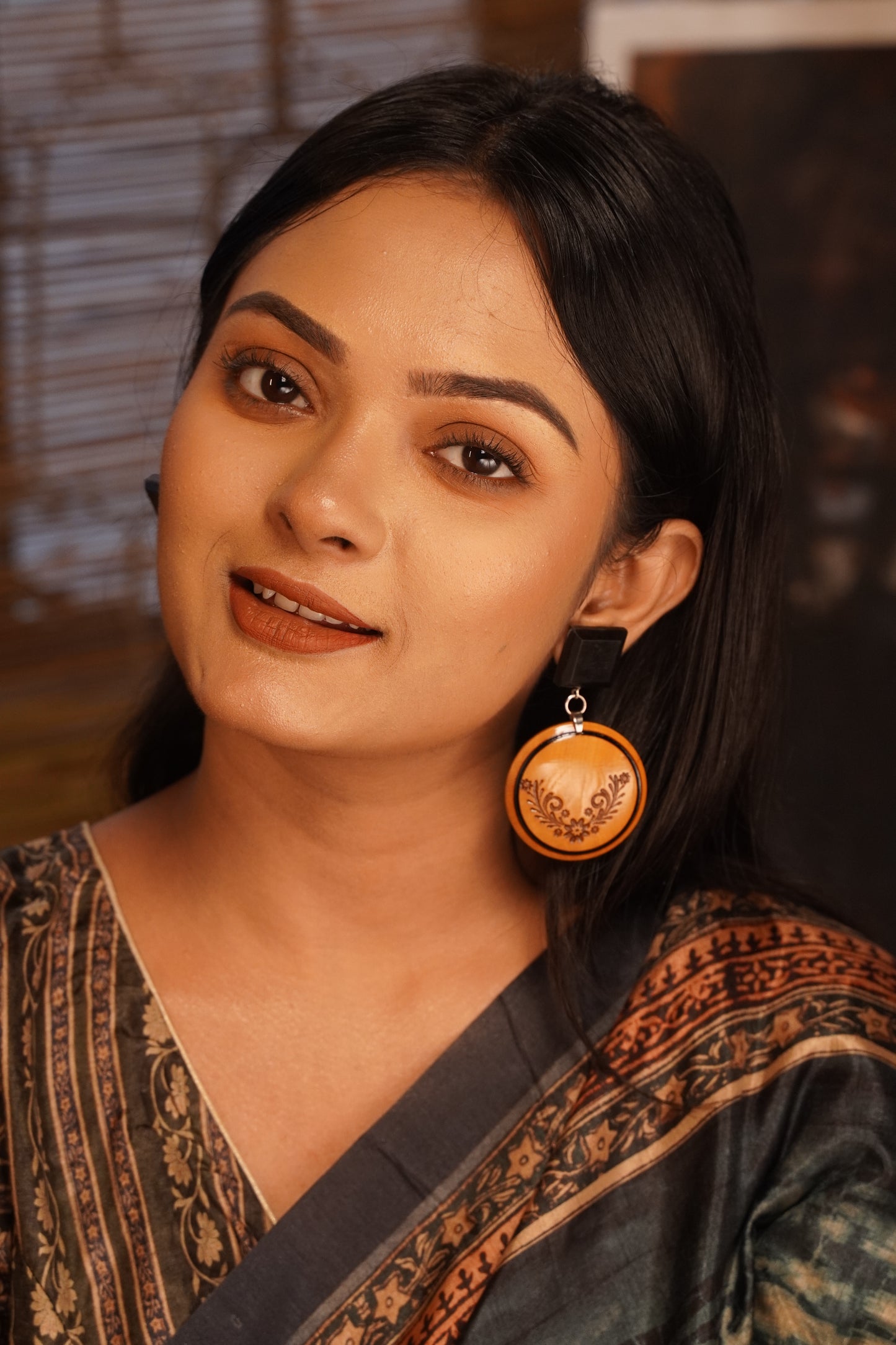 Pallavi Wooden Earrings