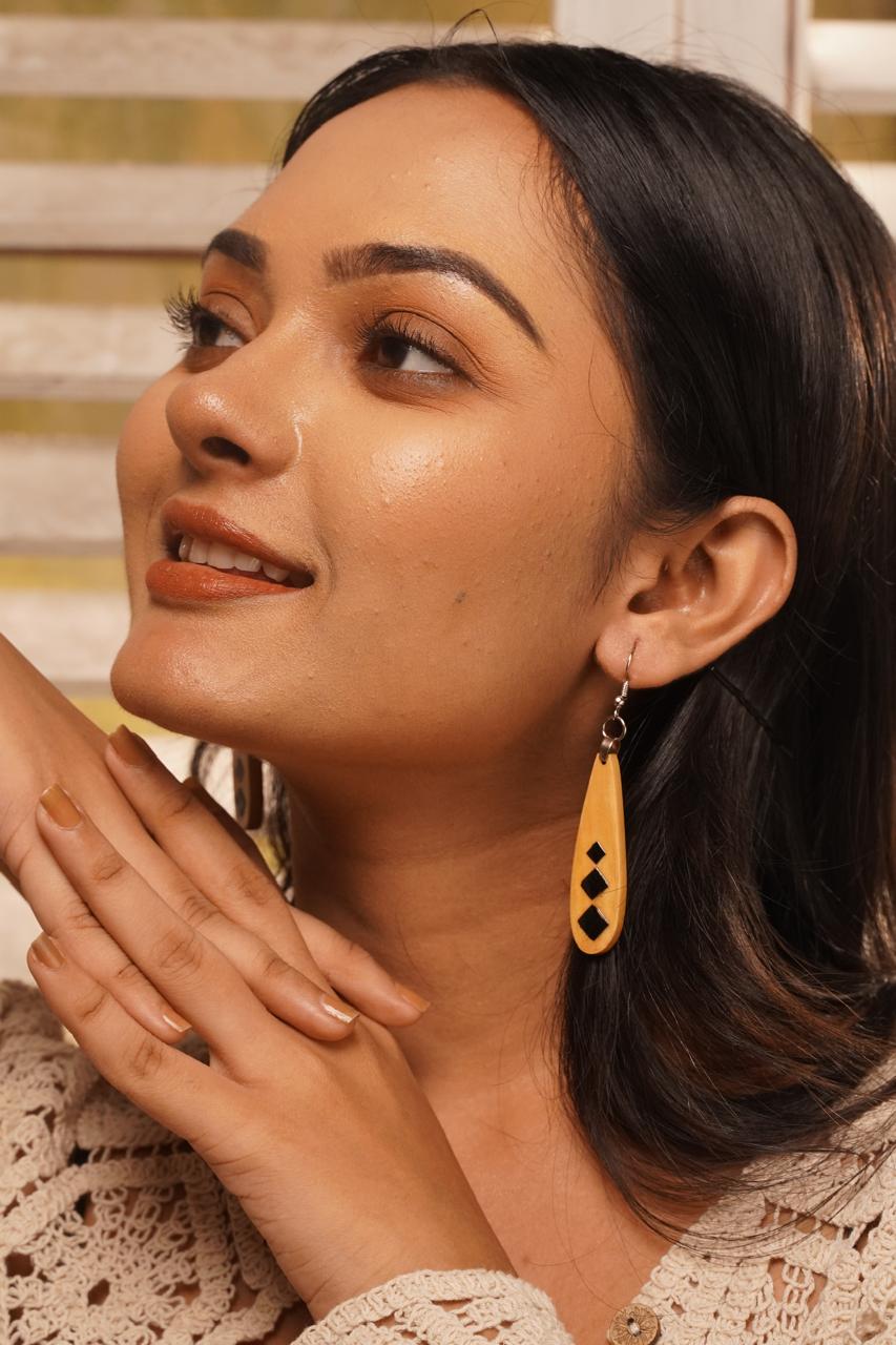 Diya Wooden Earrings
