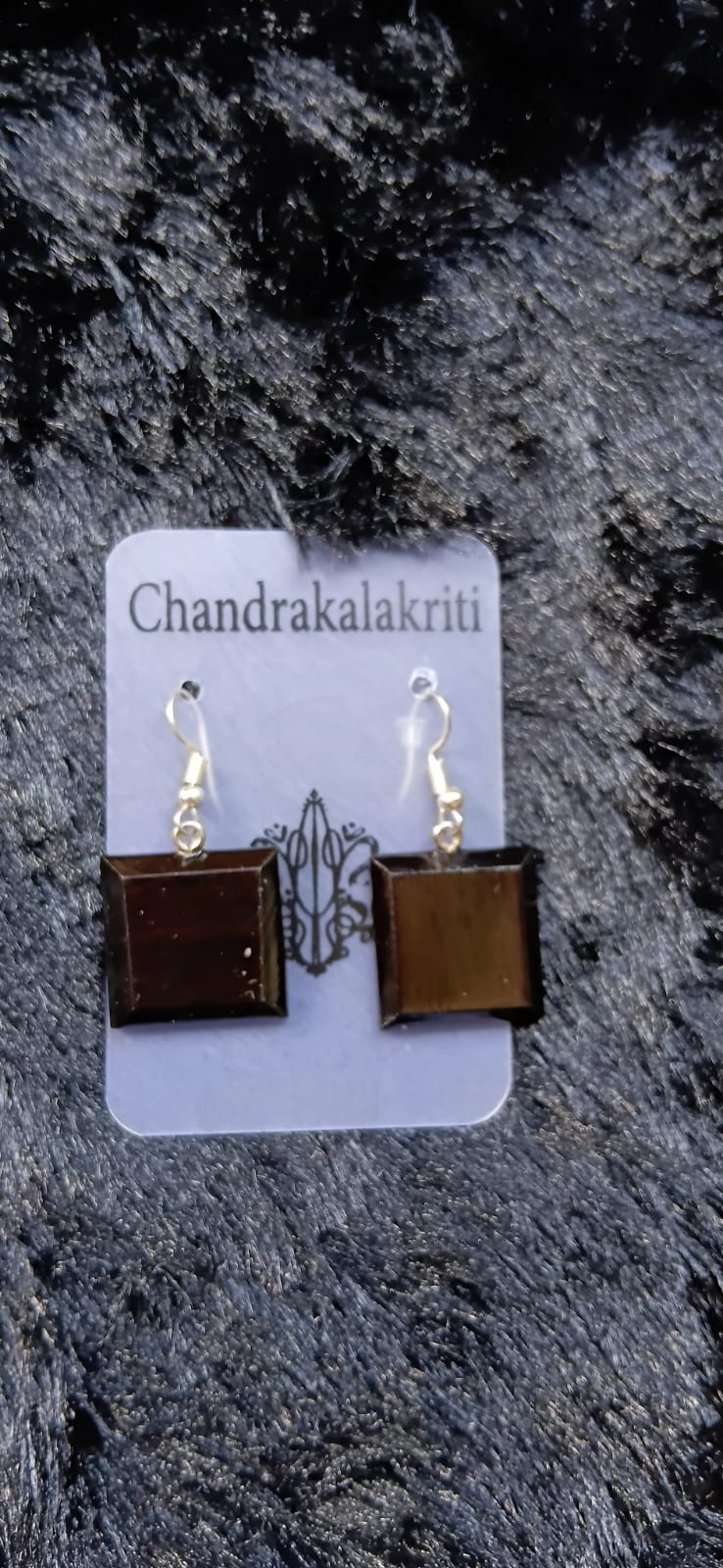 Varga Wooden Earrings – Bevelled Ebony Square Drop Earrings