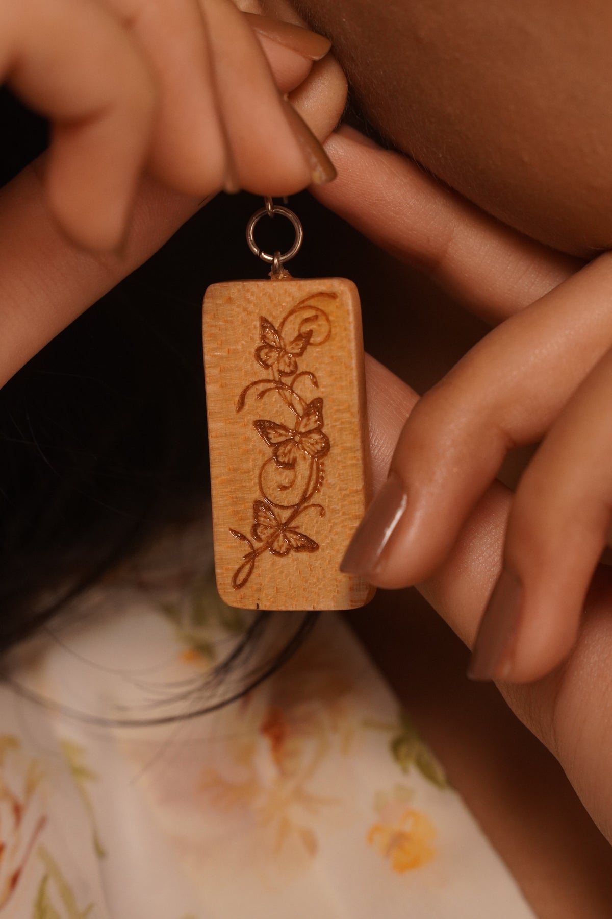 Pale Maple wooden earrings, handcrafted from responsibly repurposed wood