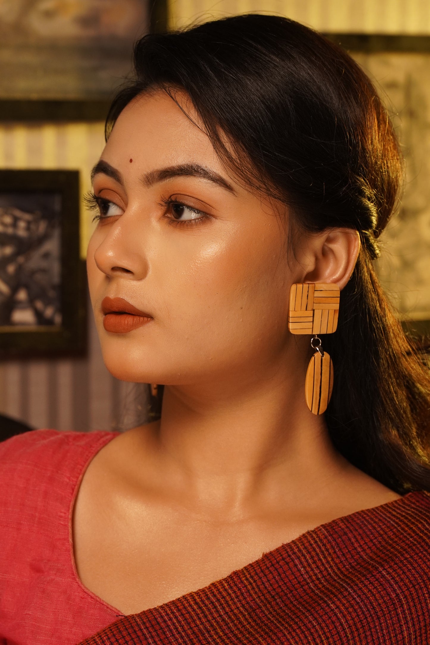 Krishna Wooden Earrings