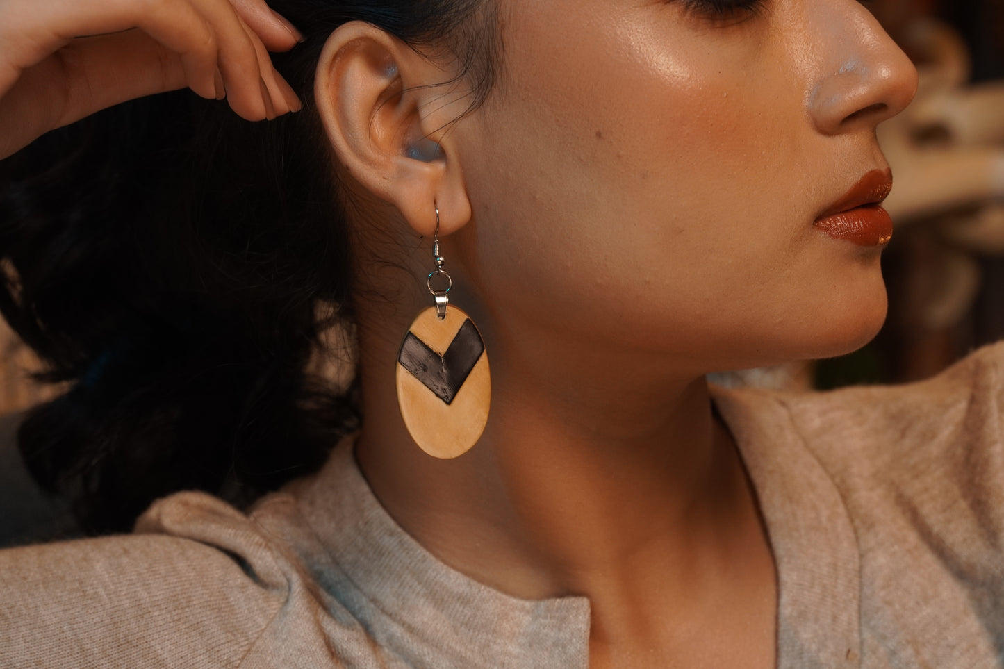 Vrinda Wooden Earrings